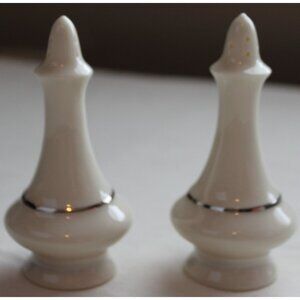 Vintage Lenox Regency Collection Salt and Pepper Shakers Platinum Trim  4"